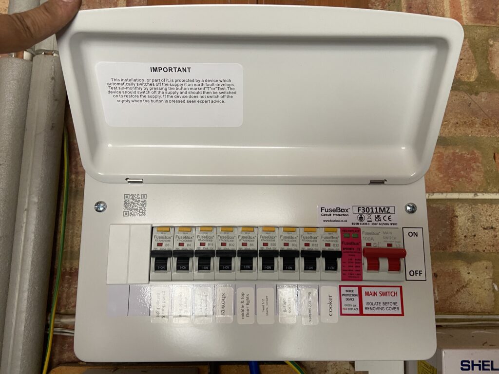 Completed fuse board upgrade with RCBO protection, Kingston Upon Thames London