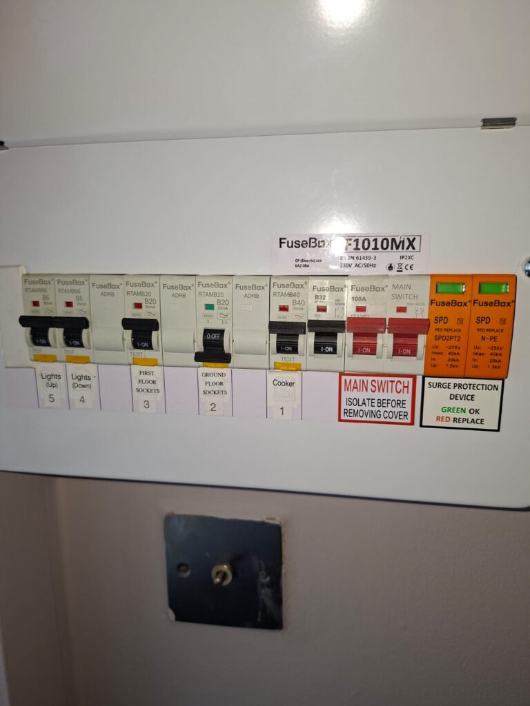 Consumer unit with 40A cooker RCBO found during EICR in Chiswick