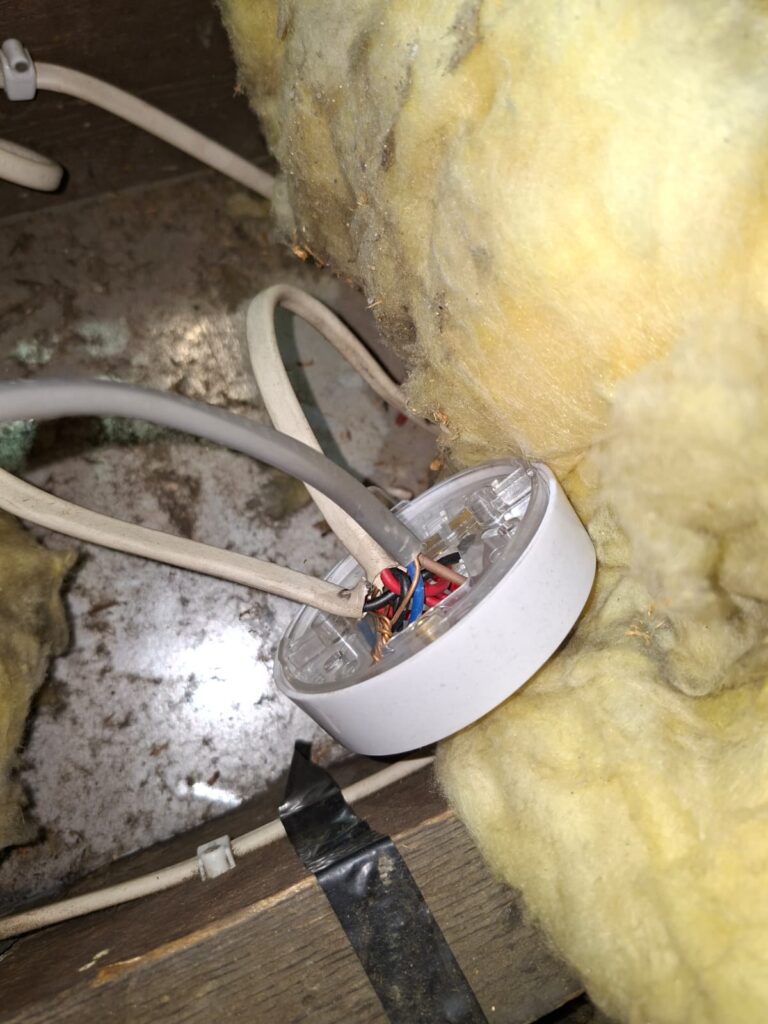 Exposed connections in loft found during EICR in Chiswick