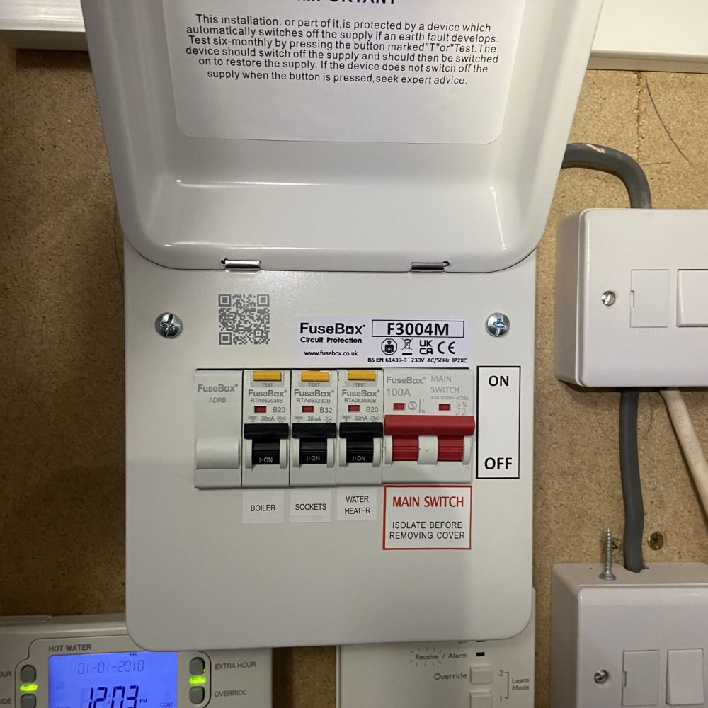 Completed NAPIT-approved loft fuse board installation in Acton