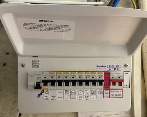 New dual RCBO consumer unit with surge protection device installed in Putney property